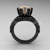 Modern 14K Black Gold 3.0 Ct Champagne Diamond Solitaire Wedding Anniversary Ring R325-14KBGCHD-2