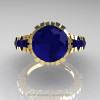 Modern 18K Yellow Gold 3.0 Ct Blue Sapphire Solitaire Wedding Anniversary Ring R325-18KYGBS-3