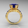 Modern 18K Yellow Gold 3.0 Ct Blue Sapphire Solitaire Wedding Anniversary Ring R325-18KYGBS-2