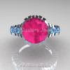 Modern 14K White Gold 3.0 Ct Pink Sapphire Blue Topaz Solitaire Wedding Anniversary Ring R325-14KWGBTPS-3
