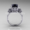 Modern Vintage 10K White Gold 2.5 Carat Black Diamond Wedding Engagement Ring R167-10KWGDBD-2