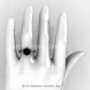 Modern 14K White Gold 3.0 Ct Black Diamond Pink Sapphire Solitaire Wedding Anniversary Ring R325-14KWGPSBD-4
