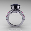 Modern 14K White Gold 3.0 Ct Black Diamond Pink Sapphire Solitaire Wedding Anniversary Ring R325-14KWGPSBD-2