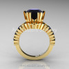Modern 14K Yellow Gold 3.0 Ct Black Diamond Solitaire Wedding Anniversary Ring R325-14KYGBD-2