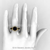 Modern 14K Yellow Gold 3.0 Ct Black Diamond Solitaire Wedding Anniversary Ring R325-14KYGBD-4