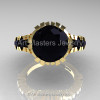 Modern 14K Yellow Gold 3.0 Ct Black Diamond Solitaire Wedding Anniversary Ring R325-14KYGBD-3