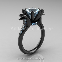 Art Masters Cobra 14K Black Gold 3.0 Ct Aquamarine Engagement Ring R602-14KBGAQ-1