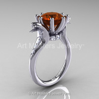 Art Masters Cobra 14K White Gold 3.0 Ct Brown and White Diamond Engagement Ring R602-14KWGDBRD-1