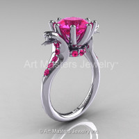 Art Masters Exclusive 14K White Gold 3.0 Ct Pink Sapphire Cobra Engagement Ring R602-14KWGPS-1