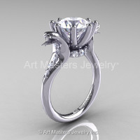Art Masters Exclusive 14K White Gold 3.0 Ct White Sapphire Cobra Engagement Ring R602-14KWGWS-1