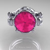 Art Masters Vintage 14K White Gold 3.0 Ct Pink Sapphire Diamond Wedding Ring Set R167S-14KWGDPS-2