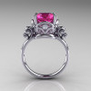 Art Masters Vintage 14K White Gold 3.0 Ct Pink Sapphire Diamond Wedding Ring Set R167S-14KWGDPS-3