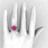 Art Masters Vintage 14K White Gold 3.0 Ct Pink Sapphire Diamond Wedding Ring Set R167S-14KWGDPS-5