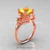 Art Masters Vintage 14K Rose Gold 3.0 Ct Yellow Sapphire Diamond Wedding Ring Set R167S-14KRGDYS-2