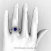 Art Masters Caravaggio 14K White Gold 1.0 Ct Blue Sapphire Diamond Engagement Ring R606-14KWGDBS-4