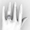 Art Masters Caravaggio 14K White Gold 1.0 Ct White Sapphire Diamond Engagement Ring Wedding Band Set R606S-14KWGDWS-4