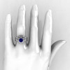Art Masters Caravaggio 14K White Gold 1.0 Ct Blue Sapphire Diamond Engagement Ring Wedding Band Set R606S-14KWGDBS-4