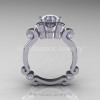 Art Masters Caravaggio 14K White Gold 1.0 Ct White Sapphire Diamond Engagement Ring R606-14KWGDWS-2