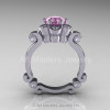 Art Masters Caravaggio 14K White Gold 1.0 Ct Light Pink Sapphire Diamond Engagement Ring R606-14KWGDLPS-2