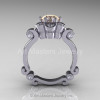Art Masters Caravaggio 14K White Gold 1.0 Ct Champagne and White  Diamond Engagement Ring R606-14KWGDCHD-2