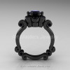 Art Masters Caravaggio 14K Black Gold 1.0 Ct Black Diamond Engagement Ring R606-14KBGBD-2