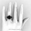 Art Masters Caravaggio 14K Black Gold 1.0 Ct Black Diamond Engagement Ring Wedding Band Set R606S-14KWGBD-4