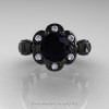 Art Masters Caravaggio 14K Black Gold 1.0 Ct Black and White Diamond Engagement Ring R606-14KBGDBD-3