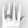 Art Masters Caravaggio 14K White Gold 1.0 Ct Light Pink Sapphire Diamond Engagement Ring R606-14KWGDLPS-4