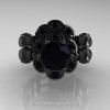 Art Masters Caravaggio 14K Black Gold 1.0 Ct Black Diamond Engagement Ring Wedding Band Set R606S-14KWGBD-3