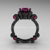 Art Masters Caravaggio 14K Black Gold 1.0 Ct Pink Sapphire Engagement Ring R606-14KBGPS-2