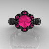 Art Masters Caravaggio 14K Black Gold 1.0 Ct Pink Sapphire Engagement Ring R606-14KBGPS-3