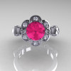 Art Masters Caravaggio 14K White Gold 1.0 Ct Pink Sapphire Diamond Engagement Ring R606-14KWGDPS-3