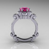 Art Masters Caravaggio 14K White Gold 1.0 Ct Pink Sapphire Diamond Engagement Ring R606-14KWGDPS-2