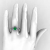 Art Masters Caravaggio 14K White Gold 1.0 Ct Emerald Diamond Engagement Ring R606-14KWGDEM-4
