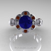 Art Masters Caravaggio 10K White Gold 1.0 Ct Blue Sapphire Brown Diamond Engagement Ring R606-10KWGBRDBS-3