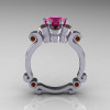 Art Masters Caravaggio 10K White Gold 1.0 Ct Pink Sapphire Brown Diamond Engagement Ring R606-10KWGBRDPS-2