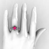 Art Masters Caravaggio 10K White Gold 1.0 Ct Pink Sapphire Brown Diamond Engagement Ring R606-10KWGBRDPS-4