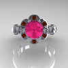 Art Masters Caravaggio 10K White Gold 1.0 Ct Pink Sapphire Brown Diamond Engagement Ring R606-10KWGBRDPS-3