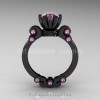 Caravaggio 14K Black Gold 1.0 Ct Light Pink Sapphire Solitaire Engagement Ring R607-14KBGLPS-2