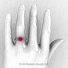 Caravaggio 14K White Gold 1.0 Ct Pigeon Blood Ruby Diamond Solitaire Engagement Ring R607-14KWGDPBR-4