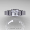 Classic Armenian 950 Platinum 1.0 Ct Princess CZ Diamond Solitaire Wedding Ring R608-PLATDCZ-3
