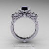 Classic Armenian 950 Platinum 1.0 Ct Princess Black and White Diamond Solitaire Wedding Ring R608-PLATDBD-2