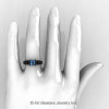 Classic Armenian 14K Black Gold 1.0 Ct Princess Swiss Blue Topaz Solitaire Wedding Ring R608-14KBGBT-4