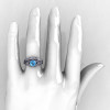 Classic Armenian 14K White Gold 1.0 Ct Swiss Blue Topaz Diamond Engagement Ring Wedding Band Set R477S-14KWGDSBT-5