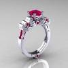 Classic Armenian 950 Platinum 1.0 Ct Princess Rose Rubies Solitaire Wedding Ring R608-PLATRR-2