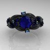 Nature-Classic-14K-Black-Gold-1-0-Ct-Blue-Sapphire-Blue-Topaz-Leaf-and-Vine-Engagement-Ring-R340S-14KBGBTBS-T