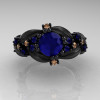 Nature-Classic-14K-Black-Gold-1-0-Ct-Blue-Sapphire-Champagne-Diamond-Leaf-and-Vine-Engagement-Ring-R340S-14KBGCHDBS-T