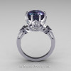 Classic Tatyana 14K White Gold 3.0 Ct Russian Alexandrite Princess CZ Solitaire Wedding Ring R303-14WGCZAL