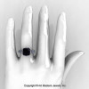 Modern-Antique-White-Gold-Black-Diamond-Blue-Topaz-Solitaire-Wedding-Ring-R214-WGBTBD-H