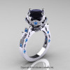 Modern-Antique-White-Gold-Black-Diamond-Blue-Topaz-Solitaire-Wedding-Ring-R214-WGBTBD-P